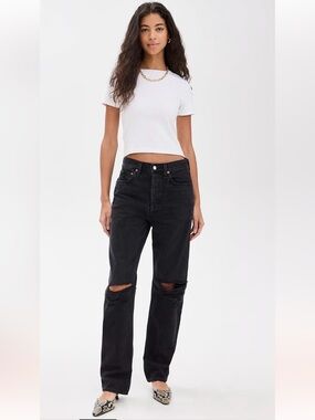 AGOLDE Kelly Jean in Fuse Black High Rise Straight Leg Distressed Size 29 NWT
